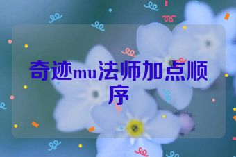 奇迹mu法师加点顺序