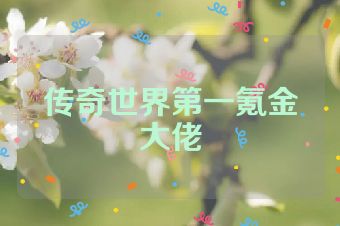 传奇世界第一氪金大佬