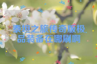 泰坦之旅传奇版极品装备在哪刷啊