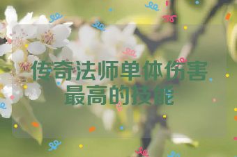 传奇法师单体伤害最高的技能