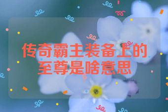 传奇霸主装备上的至尊是啥意思