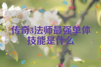 传奇3法师最强单体技能是什么