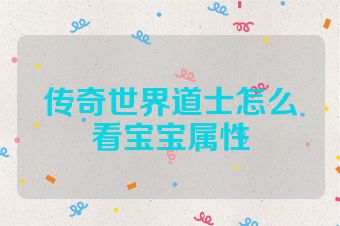传奇世界道士怎么看宝宝属性