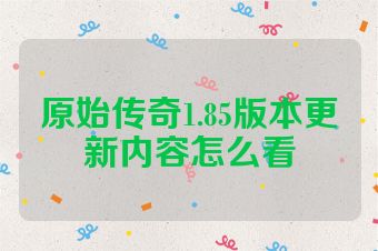 原始传奇1.85版本更新内容怎么看