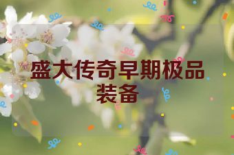 盛大传奇早期极品装备