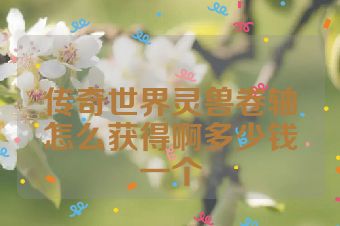 传奇世界灵兽卷轴怎么获得啊多少钱一个