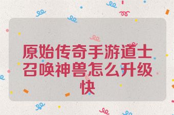 原始传奇手游道士召唤神兽怎么升级快