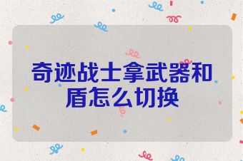 奇迹战士拿武器和盾怎么切换