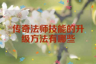 传奇法师技能的升级方法有哪些