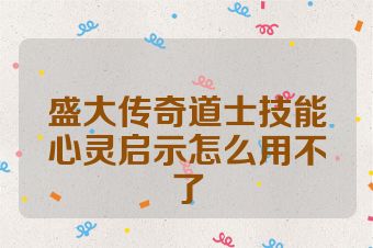 盛大传奇道士技能心灵启示怎么用不了