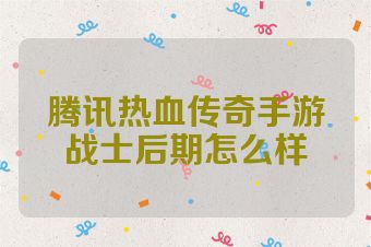 腾讯热血传奇手游战士后期怎么样