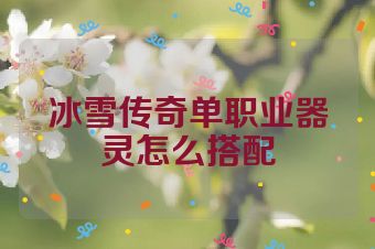 冰雪传奇单职业器灵怎么搭配