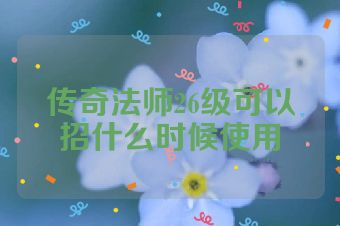传奇法师26级可以招什么时候使用