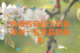 热血传奇战士装备级别一览表最新版本