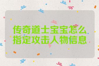 传奇道士宝宝怎么指定攻击人物信息