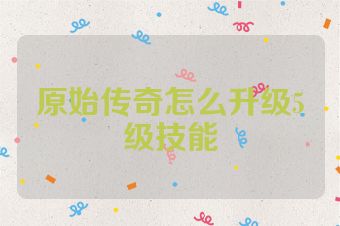 原始传奇怎么升级5级技能