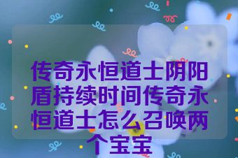 传奇永恒道士阴阳盾持续时间传奇永恒道士怎么召唤两个宝宝
