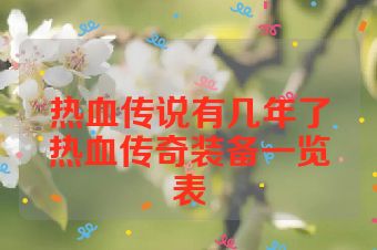 热血传说有几年了热血传奇装备一览表