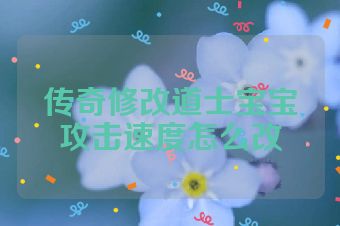 传奇修改道士宝宝攻击速度怎么改