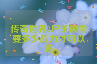 传奇世界2尸王殿需要多少战力才可以进
