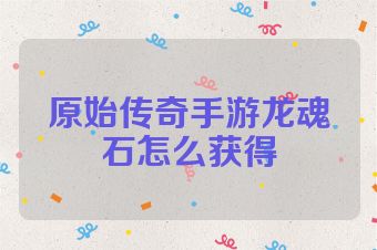 原始传奇手游龙魂石怎么获得