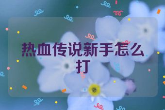 热血传说新手怎么打