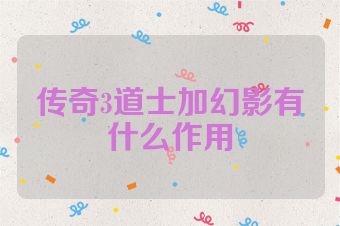 传奇3道士加幻影有什么作用
