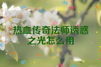 热血传奇法师诱惑之光怎么用