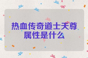 热血传奇道士天尊属性是什么