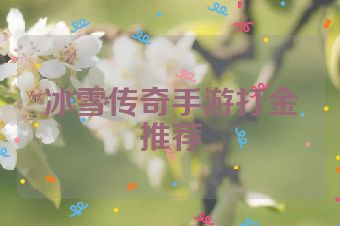 冰雪传奇手游打金推荐