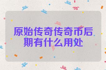 原始传奇传奇币后期有什么用处