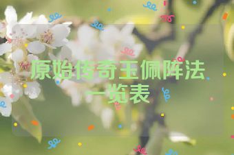原始传奇玉佩阵法一览表