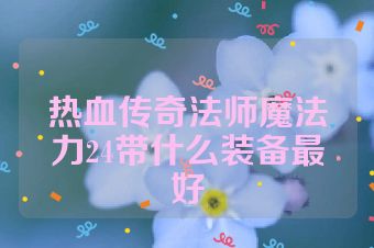 热血传奇法师魔法力24带什么装备最好