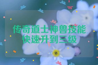传奇道士神兽技能快速升到三级