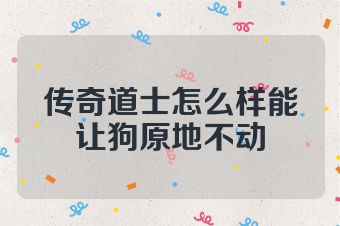 传奇道士怎么样能让狗原地不动