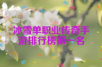 冰雪单职业传奇手游排行榜第一名