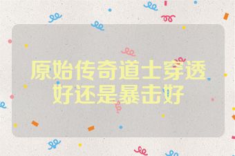 原始传奇道士穿透好还是暴击好