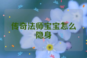 传奇法师宝宝怎么隐身