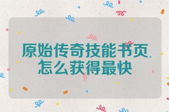 原始传奇技能书页怎么获得最快