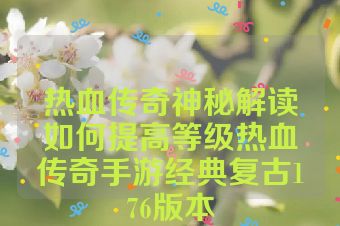 热血传奇神秘解读如何提高等级热血传奇手游经典复古176版本