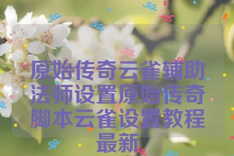 原始传奇云雀辅助法师设置原始传奇脚本云雀设置教程最新