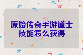 原始传奇手游道士技能怎么获得