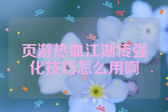 页游热血江湖传强化技巧怎么用啊