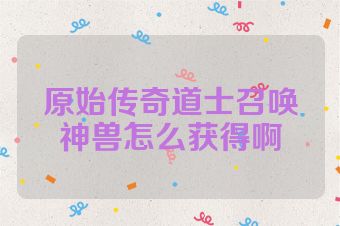 原始传奇道士召唤神兽怎么获得啊