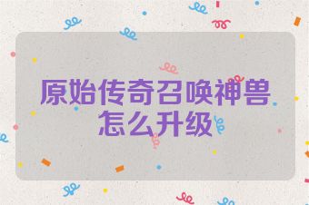 原始传奇召唤神兽怎么升级