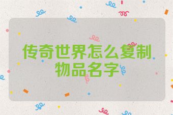 传奇世界怎么复制物品名字