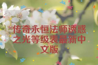 传奇永恒法师诱惑之光等级表最新中文版