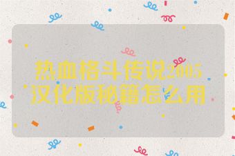 热血格斗传说2005汉化版秘籍怎么用