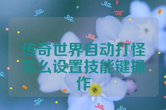 传奇世界自动打怪怎么设置技能键操作