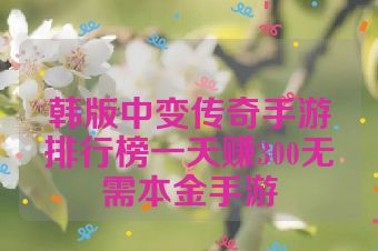 韩版中变传奇手游排行榜一天赚300无需本金手游